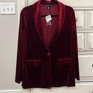 Burgundy velvet blazer